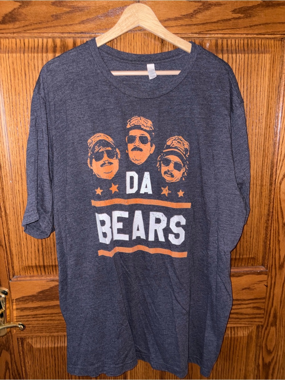 Bella Canvas Charcoal 'DA BEARS' Graphic Tee with Orange & White Print